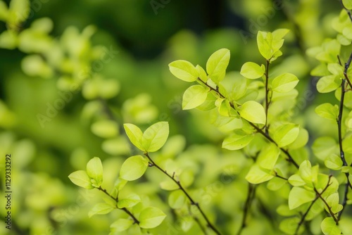 A close-up shot of green plant leaves with intricate details photo