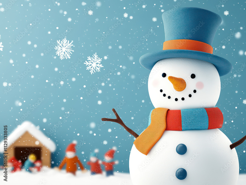 THE ANIMATION CARTOON OF THE KIDS ARE PLAYING AND MAKE THE SNOW MAN UNDER THE SNOW FLAKES THE ANIMATION CARTOON OF THE KIDS ARE PLAYING AND MAKE THE SNOW MAN UNDER THE SNOW FLAKES