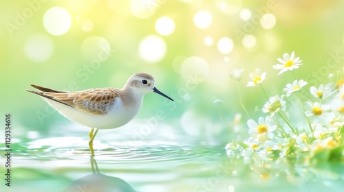 Sandpiper on display (Tringa glareola).