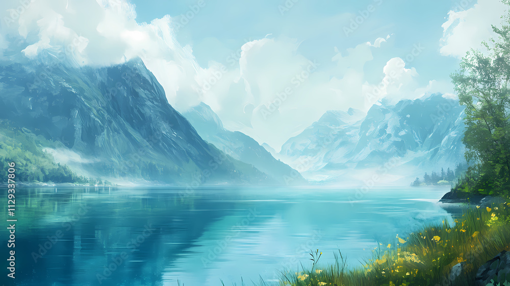 The fjord is immersed in morning mist img. Fjord. Illustration The fjord is immersed in morning mist img. Fjord. Illustration