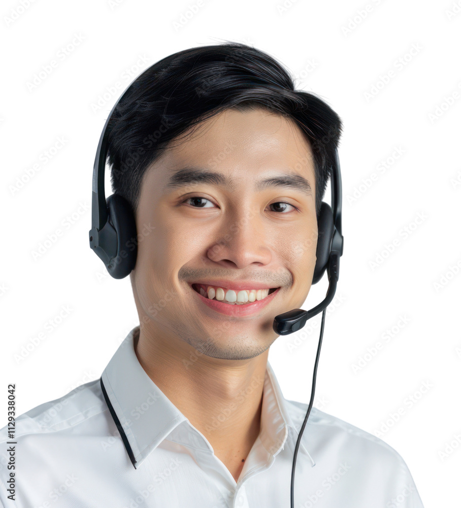 PNG Smiling customer service representative headset PNG Smiling customer service representative headset