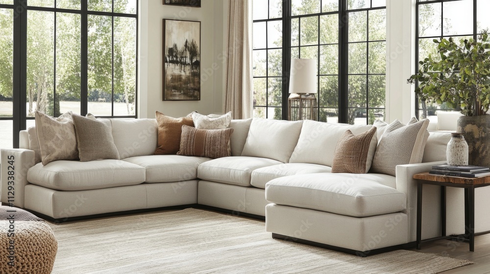 Stunning Modern Sectional Sofa in a Bright Living Room Stunning Modern Sectional Sofa in a Bright Living Room