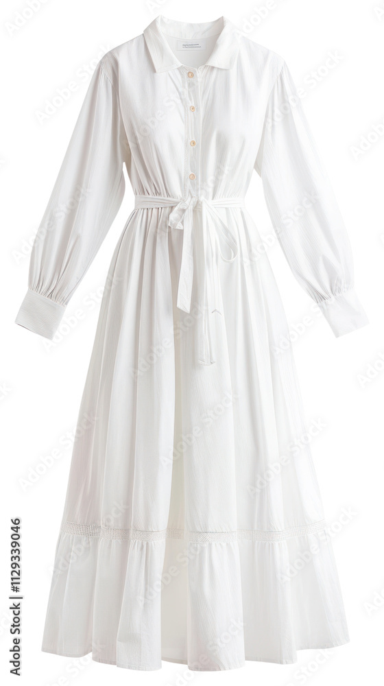 PNG Elegant white button-down dress PNG Elegant white button-down dress