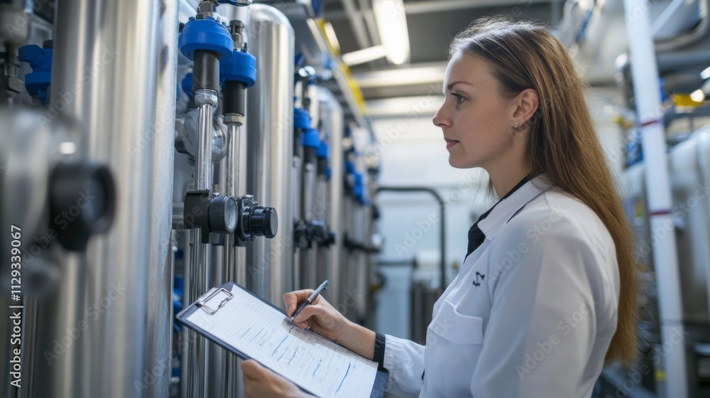 Industrial Professional Inspecting Water Treatment Plant Equipment Industrial Professional Inspecting Water Treatment Plant Equipment