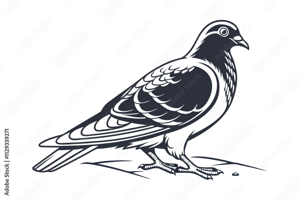Fototapeta premium Pigeon Line Art Vector Illustration