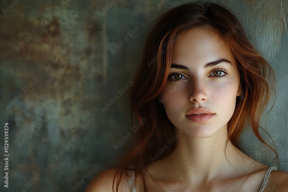 Closeup Woman Red Hair Neutral Expression Headshot Closeup Woman Red Hair Neutral Expression Headshot