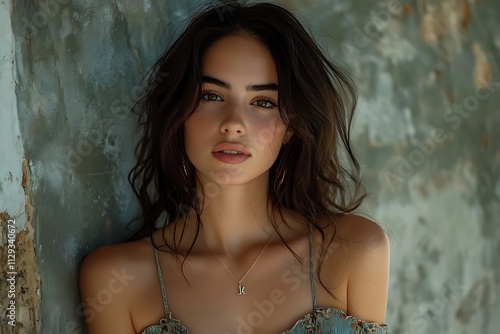 Confident Woman Casual Portrait Green Eyes Freckles