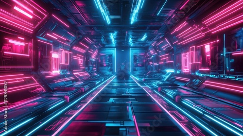 Abstract futuristic techno vibes in neon