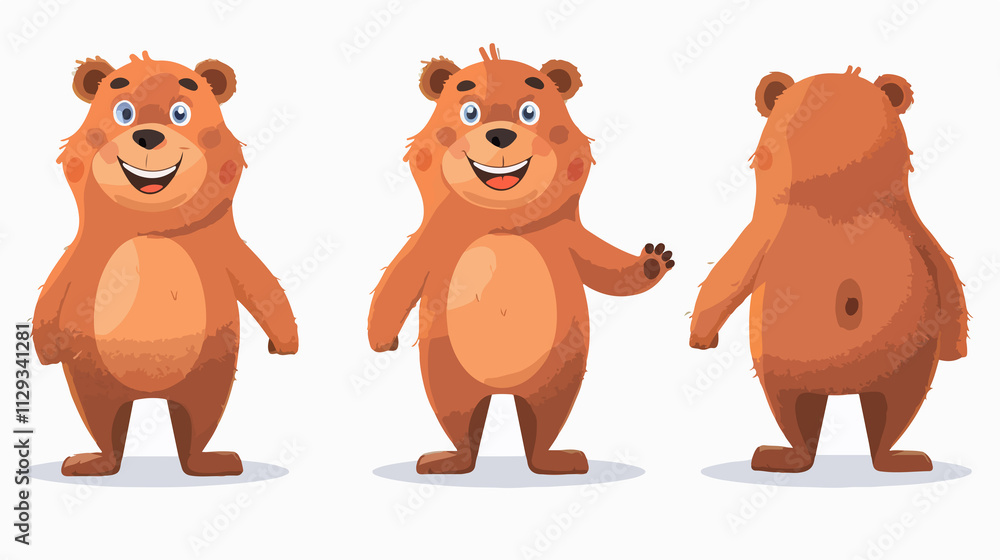 Adorable Happy Bear Character Vector Illustration for Isolated Design Adorable Happy Bear Character Vector Illustration for Isolated Design