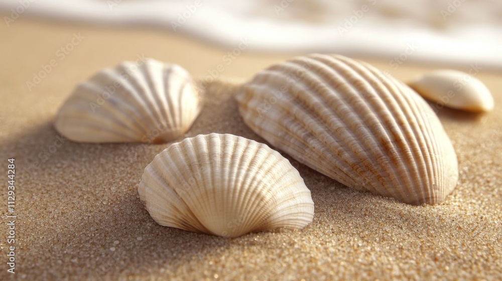 Beautiful Seashells on the Beach: A Coastal Scene of Tranquility Beautiful Seashells on the Beach: A Coastal Scene of Tranquility