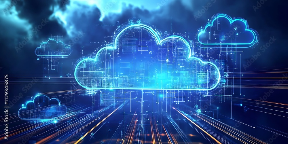A futuristic cloud with an arrow pointing up, symbolizing the upward trend of digital transformation in business technology and data use cases Generative AI A futuristic cloud with an arrow pointing up, symbolizing the upward trend of digital transformation in business technology and data use cases Generative AI