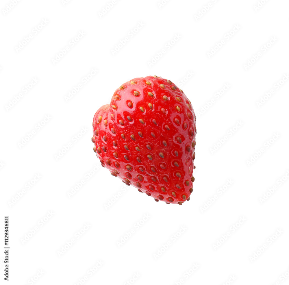 One whole ripe strawberry isolated on white One whole ripe strawberry isolated on white