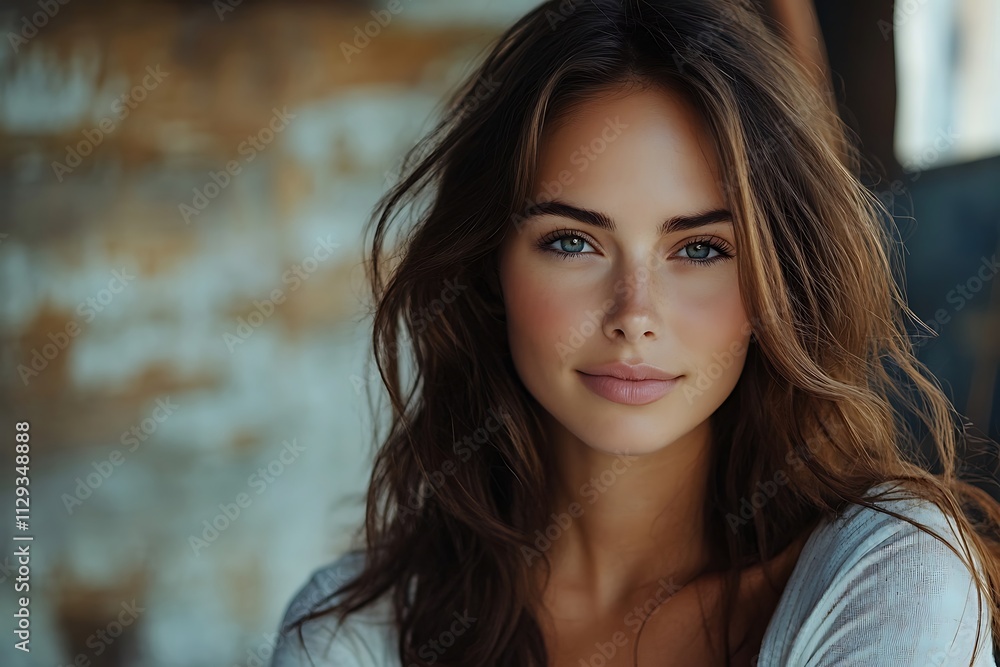 Gorgeous Woman Natural Makeup Long Hair Relaxed Lifestyle Gorgeous Woman Natural Makeup Long Hair Relaxed Lifestyle