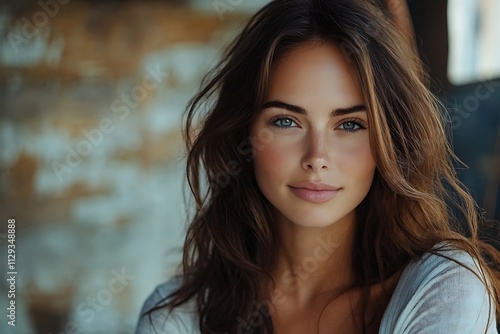 Gorgeous Woman Natural Makeup Long Hair Relaxed Lifestyle