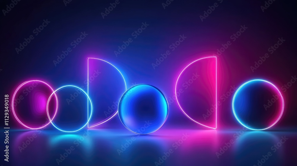 Neon abstract shapes illuminate the background Neon abstract shapes illuminate the background