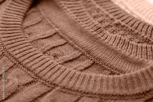 Mocha Mousse - color of the year 2025. texture of autumn warm sweater photo