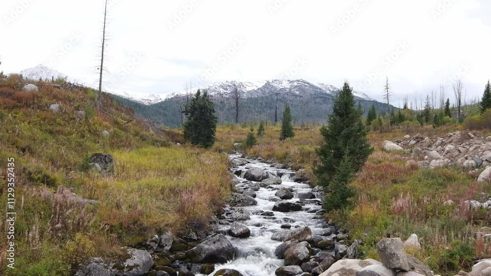 River in the Altai Mountains in the colorful autumn period in the East Kazakhstan region in Katon-Karagay River in the Altai Mountains in the colorful autumn period in the East Kazakhstan region in Katon-Karagay
