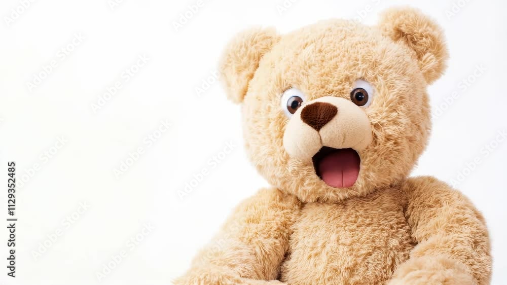 Playful teddy bear with expressive facial features on a white background, perfect for children’s gifts and decor Playful teddy bear with expressive facial features on a white background, perfect for children’s gifts and decor