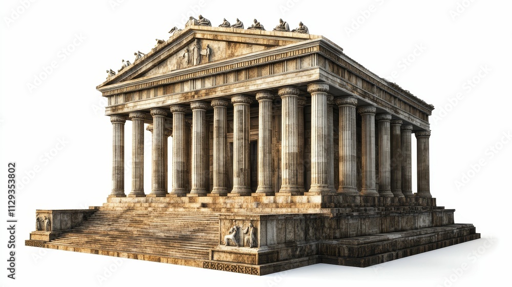 Fototapeta premium Ancient stone temple, many columns, wide steps.