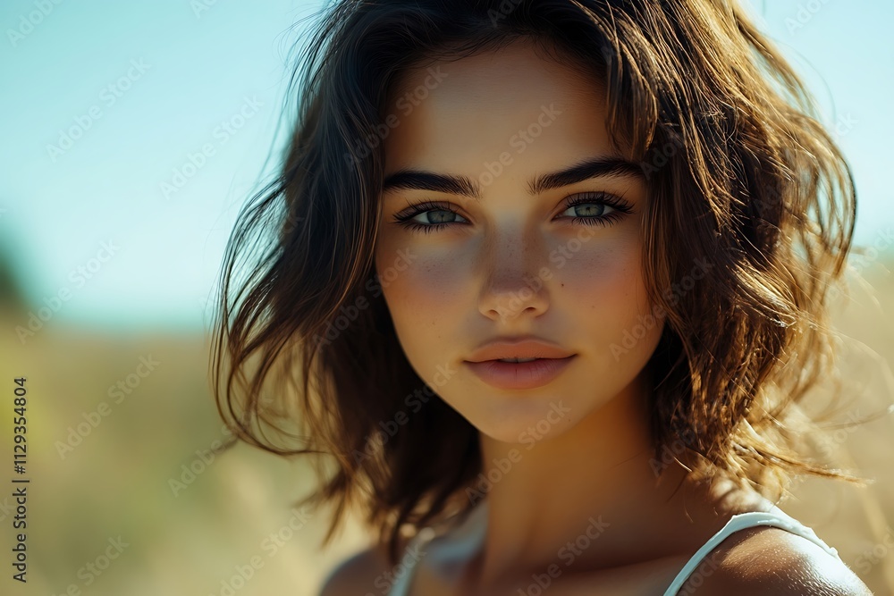 Serene Summer Portrait Freckles Green Eyes Tan Skin Serene Summer Portrait Freckles Green Eyes Tan Skin