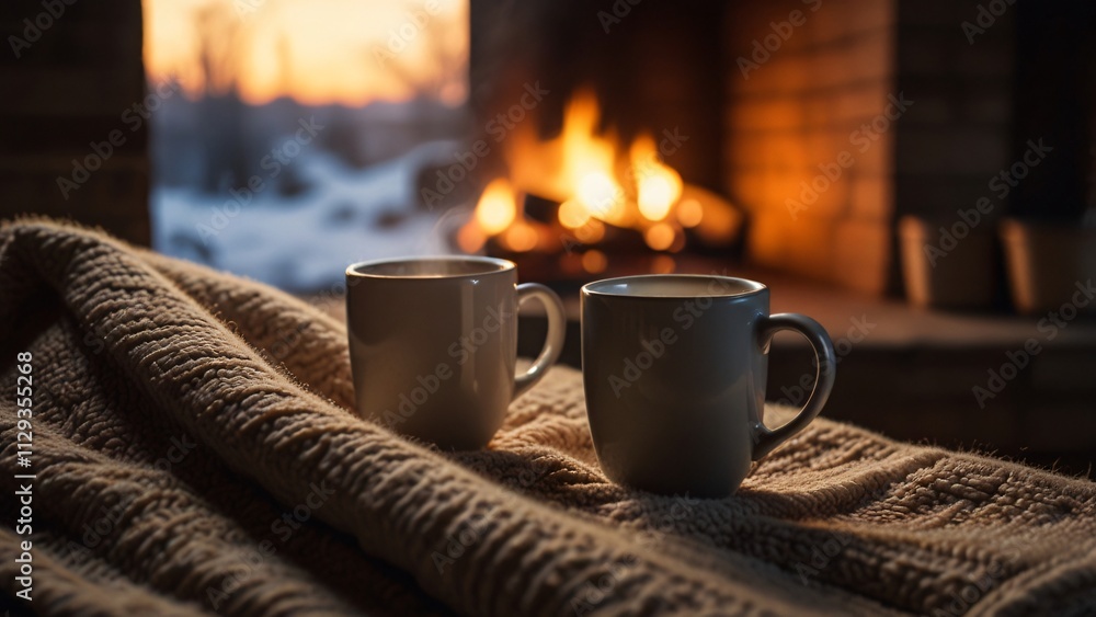 Beautiful scene that transmits peace and tranquility with a cup of delicious coffee Beautiful scene that transmits peace and tranquility with a cup of delicious coffee