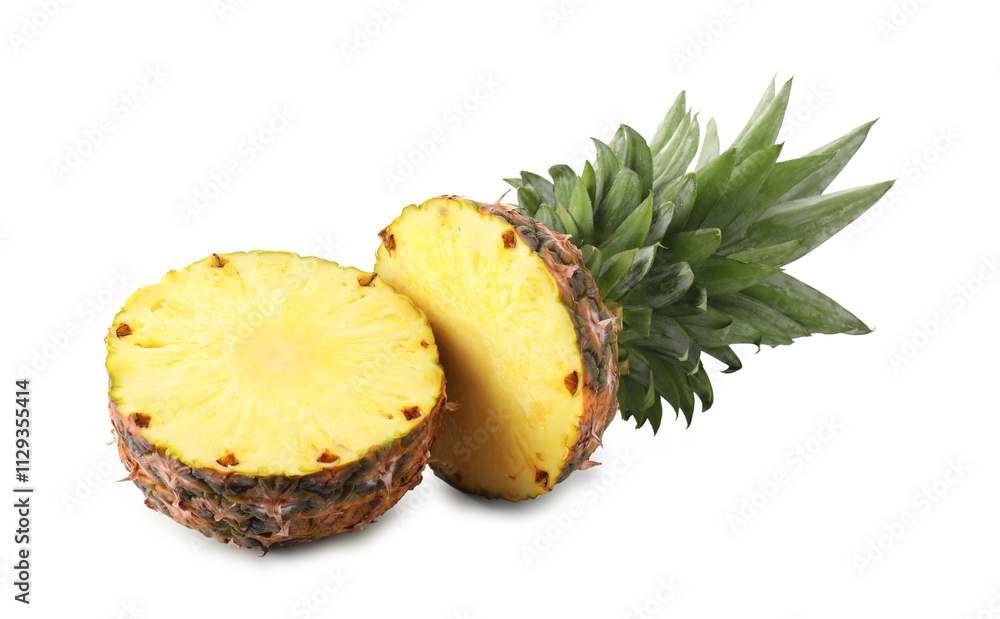 Pieces of ripe pineapple isolated on white Pieces of ripe pineapple isolated on white