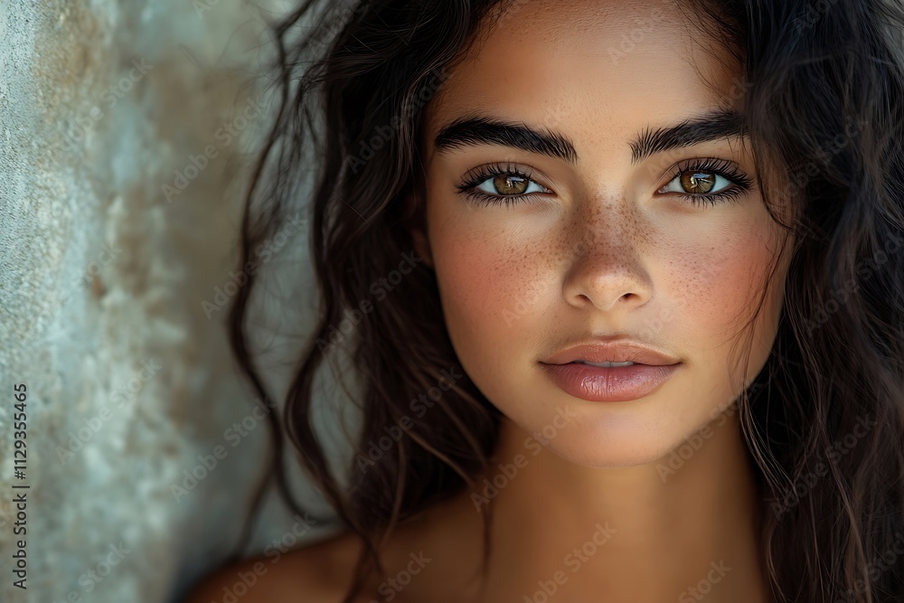 Serene Woman Green Eyes Natural Makeup Long Hair Serene Woman Green Eyes Natural Makeup Long Hair