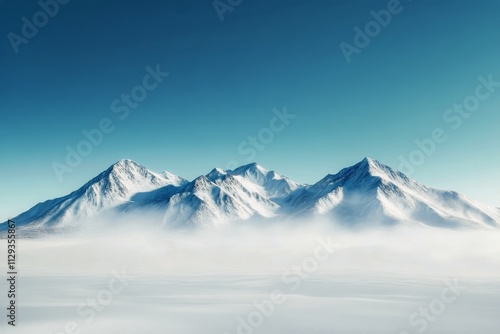 Wallpaper Mural Winter landscape with snow covered mountains and bright sunlight during early morning hours Torontodigital.ca