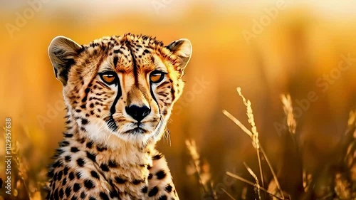 a cheetah  sitting in  tall grass