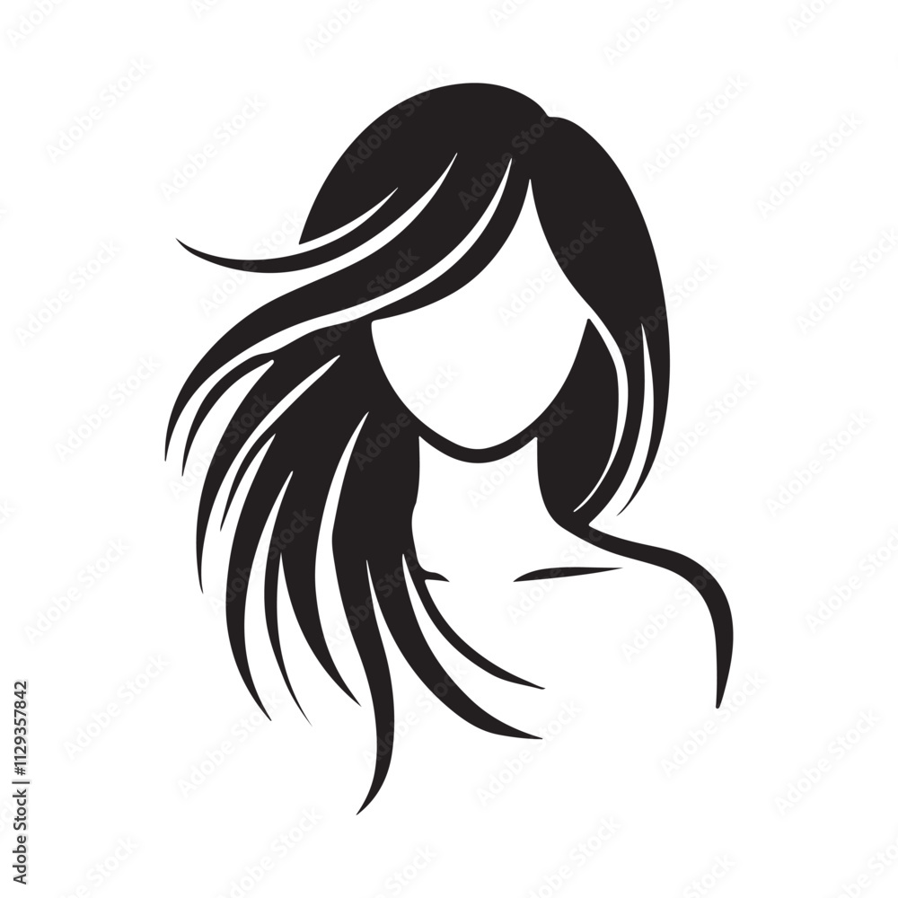 Elegant Girl Hair Silhouette Vector Illustration for Feminine Logo, Branding, and Digital Design Projects Elegant Girl Hair Silhouette Vector Illustration for Feminine Logo, Branding, and Digital Design Projects