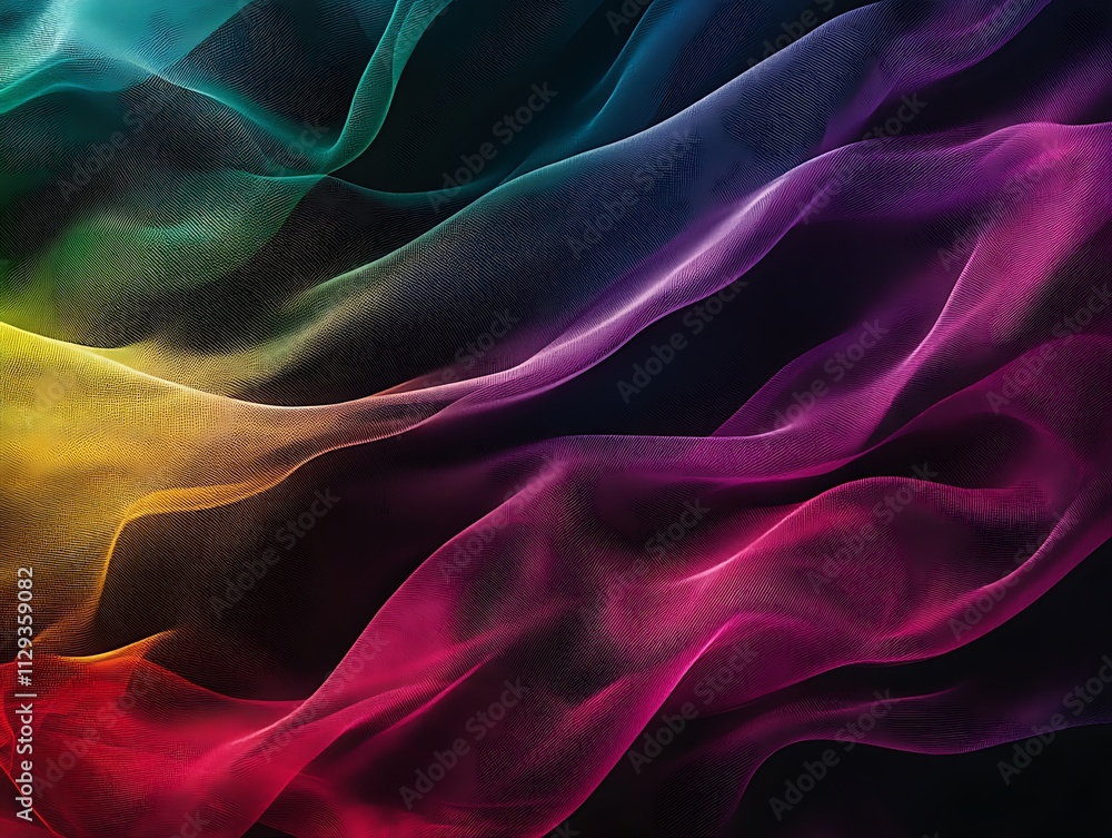 Obraz premium 3d abstract wallpaper. Liquid metal rainbow waves banner. Three dimensional rainbow colored 