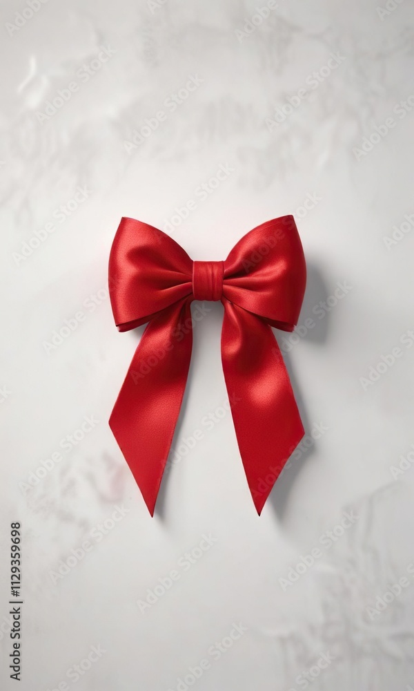 Bright red velvet bow in front of a plain white surface with subtle shadow effect , texture, soft fabric, Bright red velvet bow in front of a plain white surface with subtle shadow effect , texture, soft fabric,