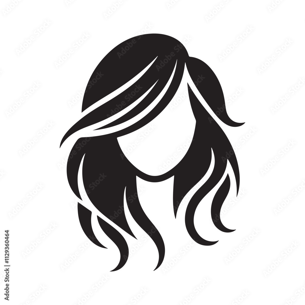 Stylish Women Hair Silhouette Icon - Vector Illustration for Beauty and Fashion Logo Design, Ideal for Hair Salon, Spa, and Cosmetic Branding Stylish Women Hair Silhouette Icon - Vector Illustration for Beauty and Fashion Logo Design, Ideal for Hair Salon, Spa, and Cosmetic Branding