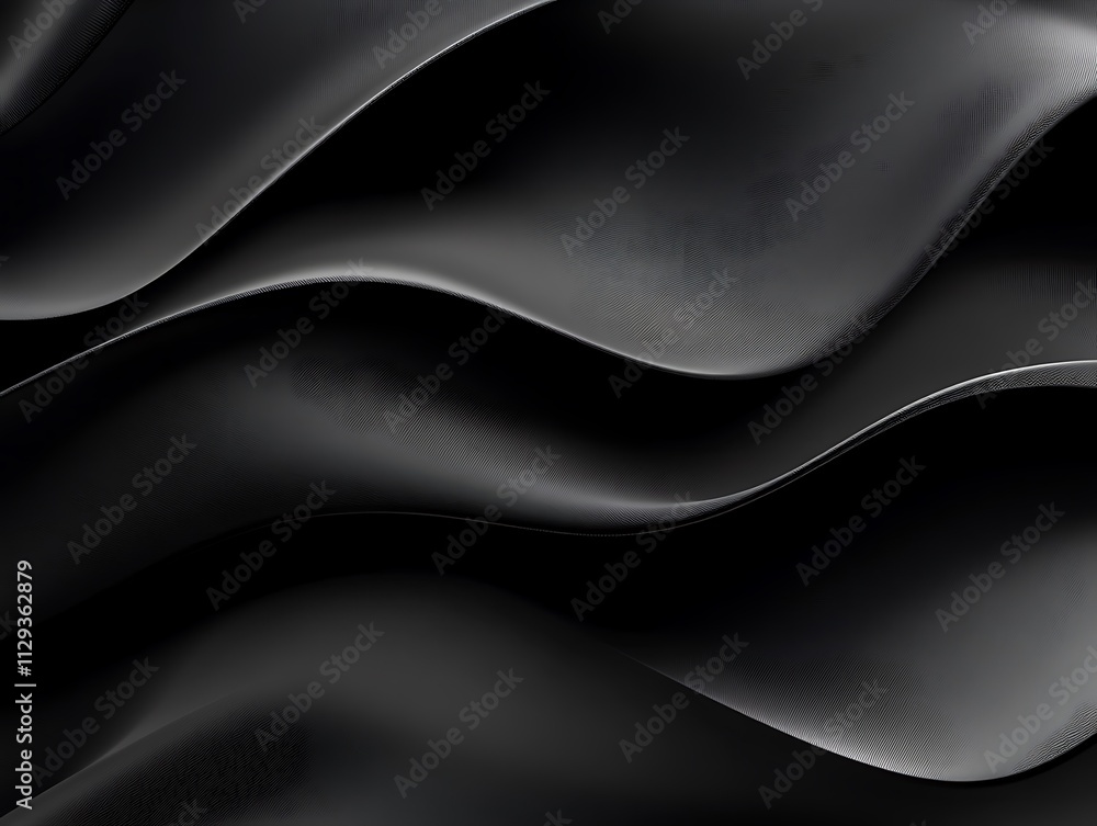 Fototapeta premium Elegant black wave patterns create a mesmerising texture, showcasing dynamic forms and subtle