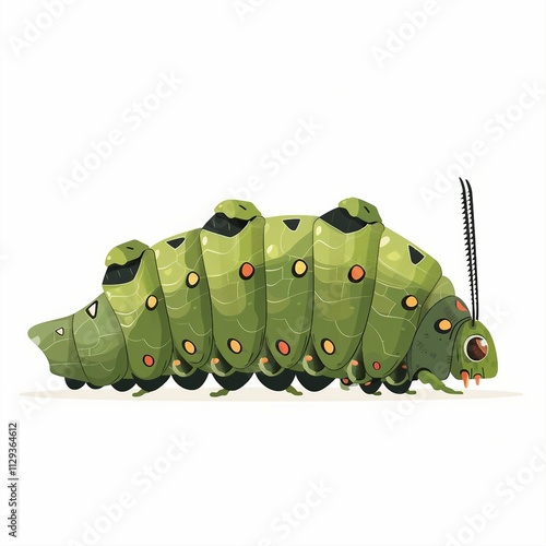 Caterpillar, single, white background. AI generate illustration photo