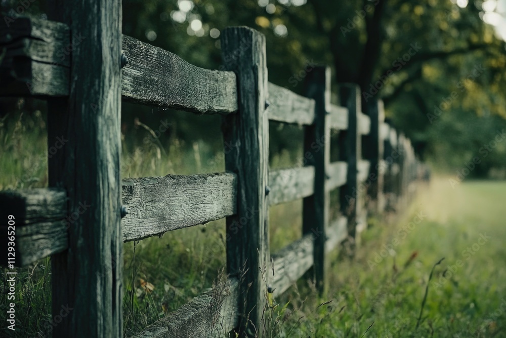 Grassy Field with Wooden Fence Grassy Field with Wooden Fence