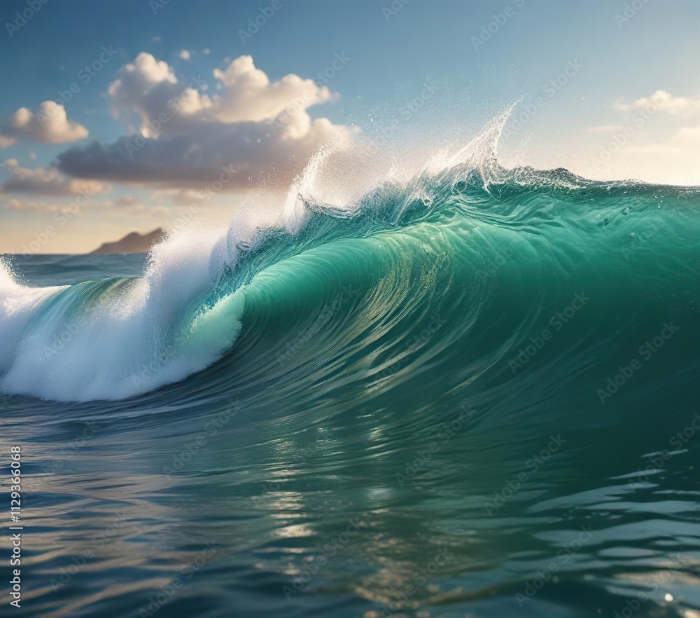 emerald ocean wave with sea spray bubbles floating on the surface, ocean waves, surf emerald ocean wave with sea spray bubbles floating on the surface, ocean waves, surf
