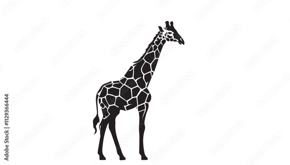 Fototapeta premium Giraffe silhouette isolated on white. Vector illustration. Giraffe Silhouette. Animal silhouette. 