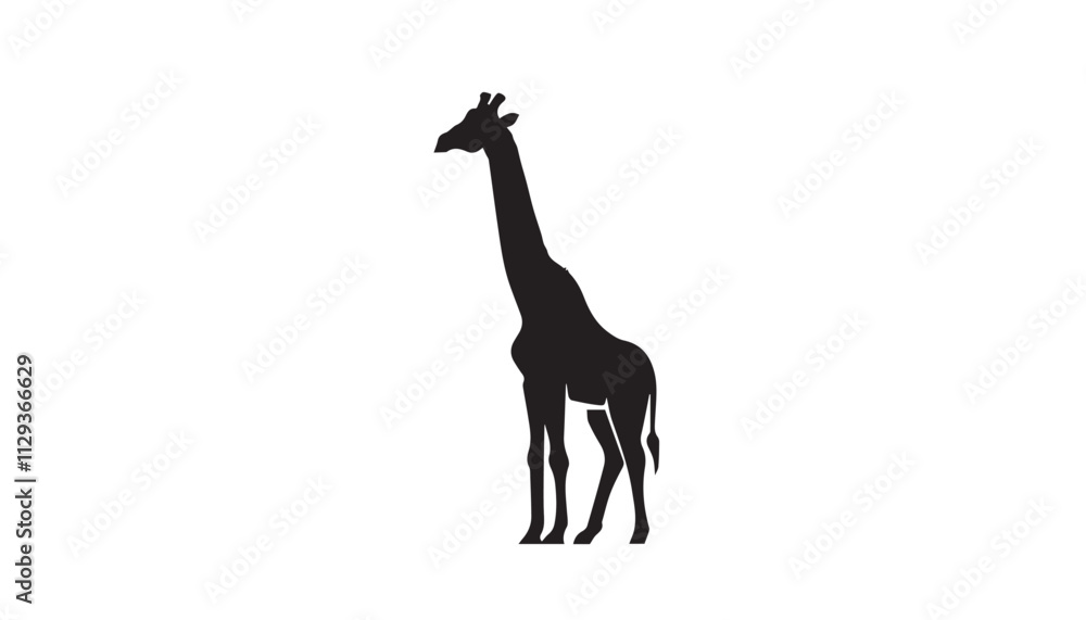 Fototapeta premium Giraffe silhouette isolated on white. Vector illustration. Giraffe Silhouette. Animal silhouette. 