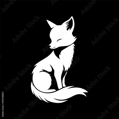 A close up of a black and white silhouette of a Fox