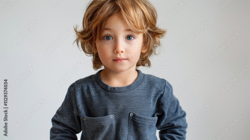 A young child brushes his teeth with a blue shirt on, suitable for education or healthcare images A young child brushes his teeth with a blue shirt on, suitable for education or healthcare images
