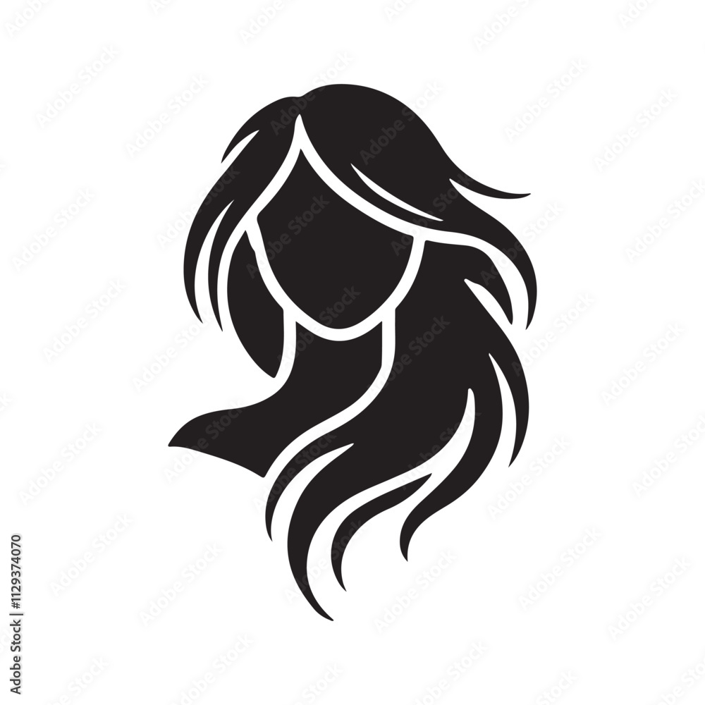 Elegant Women Hair Silhouette Vector Icon
Elegant Women Hair Silhouette Vector Icon