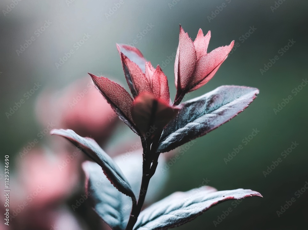 濃い緑と赤色の葉が美しい植物のクローズアップ 濃い緑と赤色の葉が美しい植物のクローズアップ