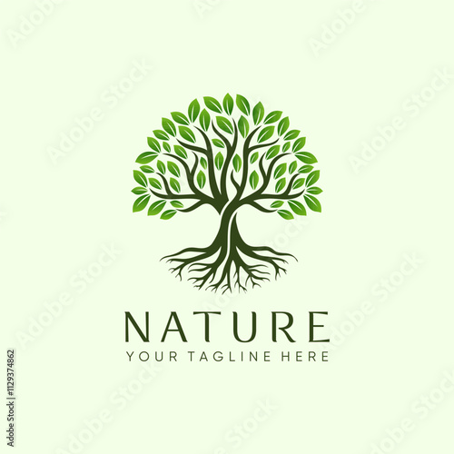Tree of life logo, mangrove logo, botanic, tree logo design template vector