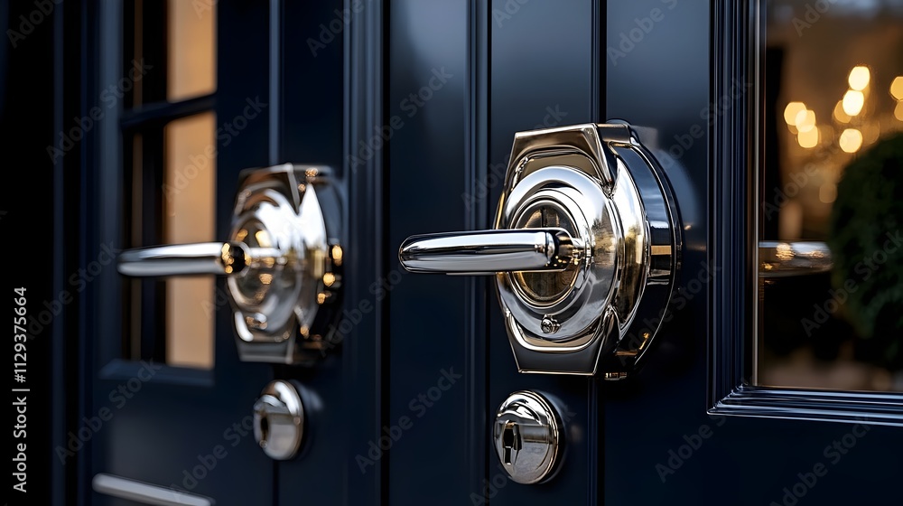 Obraz premium Two doors with a silver handle and a silver knob