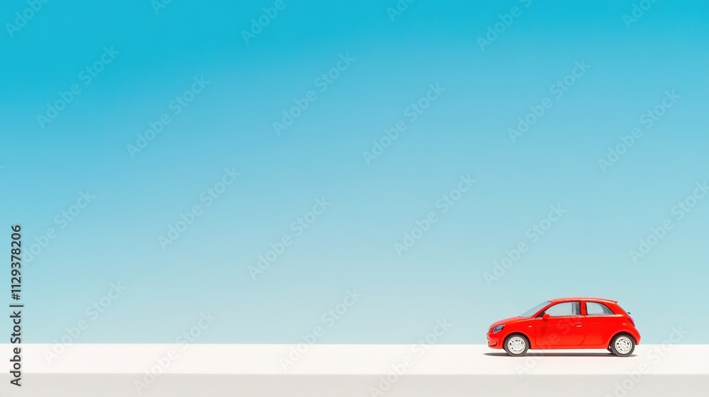 single compact model of rental car in bright red placed on clean white surface single compact model of rental car in bright red placed on clean white surface