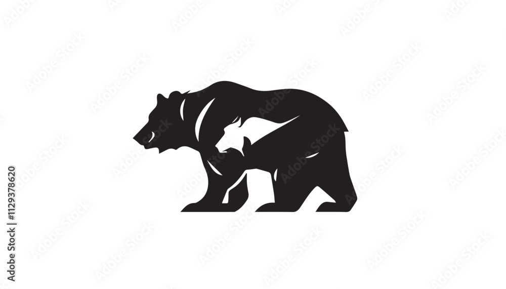Obraz premium Bear silhouette vector illustration on white background. Vector illustration. 