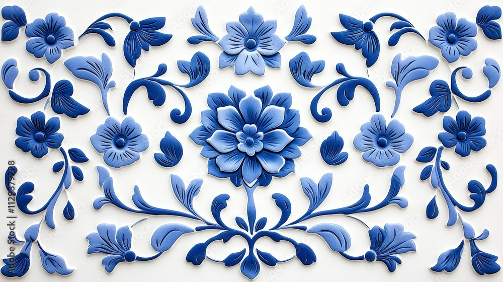 Blue floral tile ornament Blue floral tile ornament