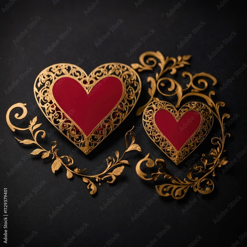 Decoración de San Valentín con patrón de corazón dorado y texto Decoración de San Valentín con patrón de corazón dorado y texto