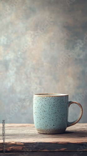Wallpaper Mural Simple blue mug on rustic wooden surface with textured background Torontodigital.ca